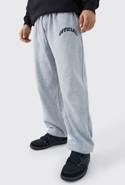 Grey Regular Fit Curved Official Sweatpants