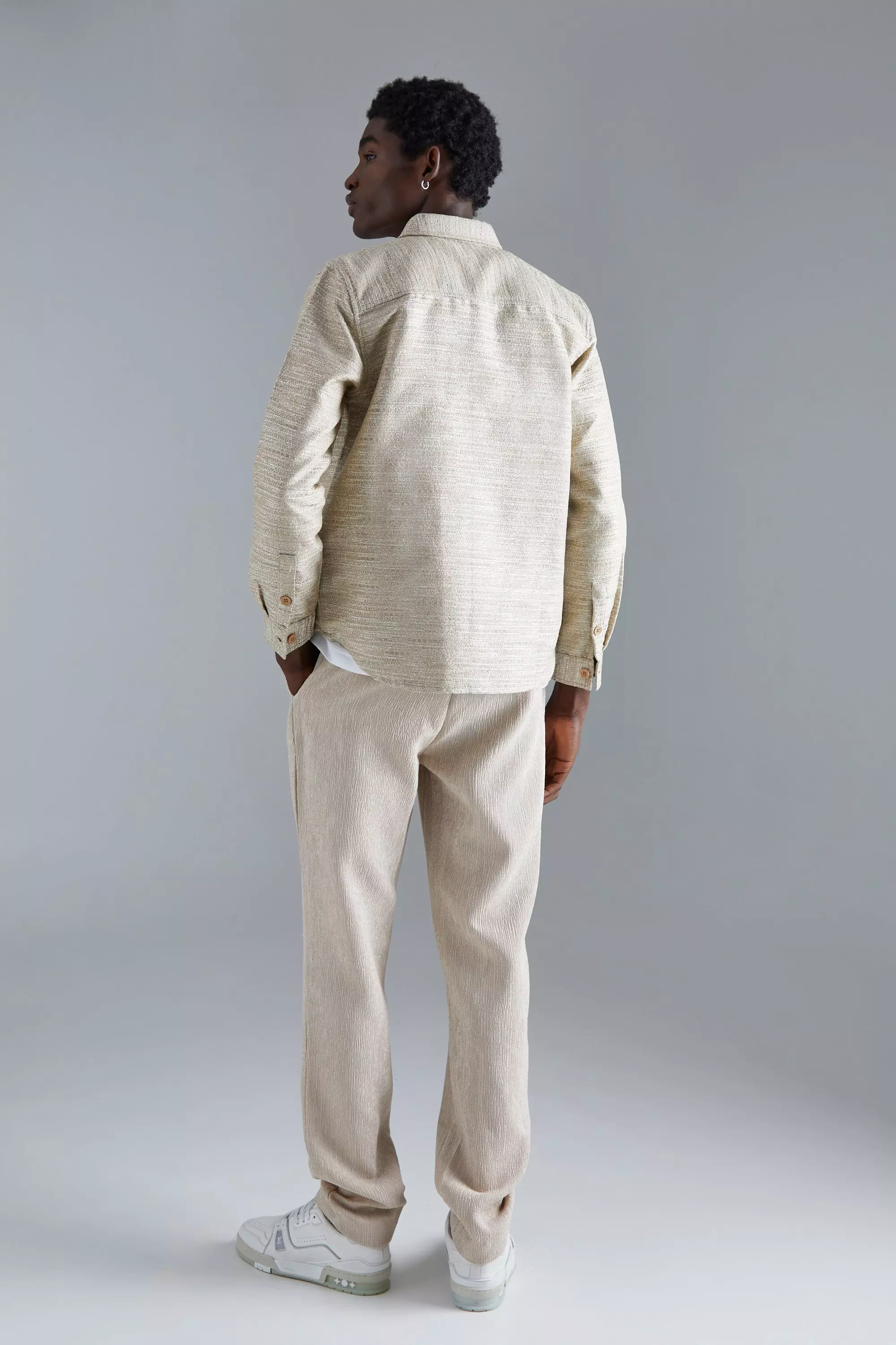 Stone Boucle Heavyweight Patch Pocket Overshirt alternative image