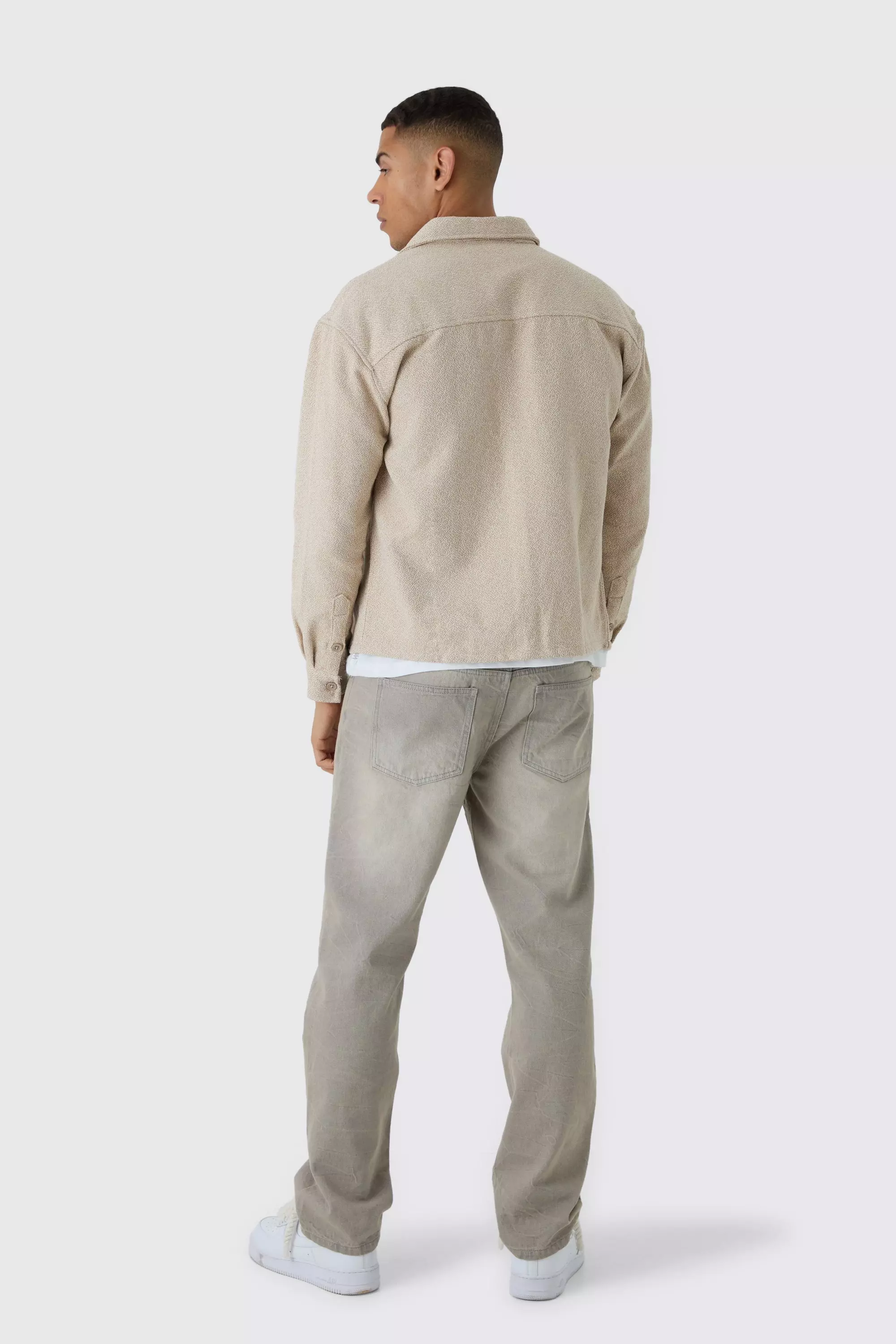 Boxy Boucle Heavyweight Overshirt | boohooMAN USA