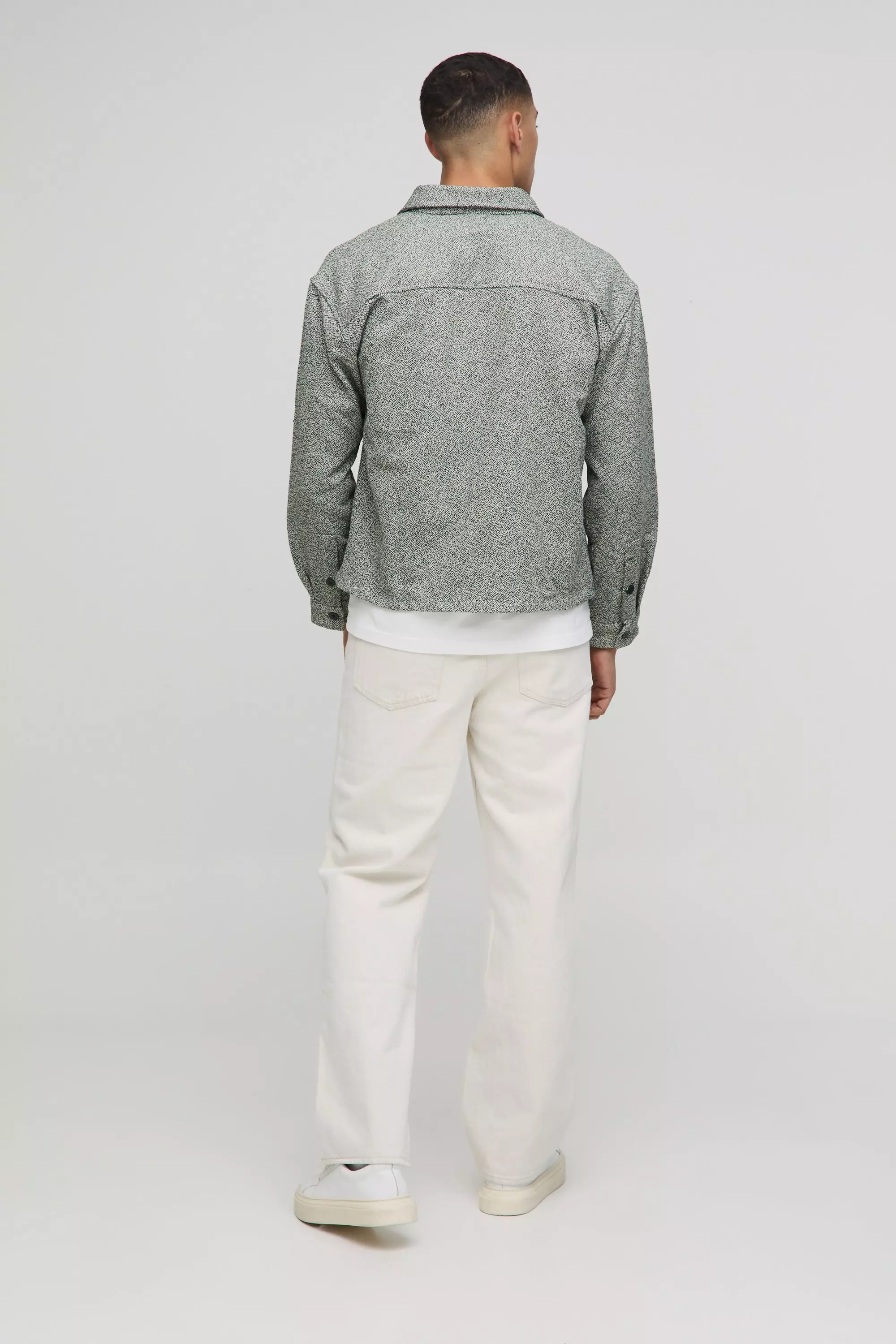 Boxy Boucle Heavyweight Overshirt | boohooMAN USA
