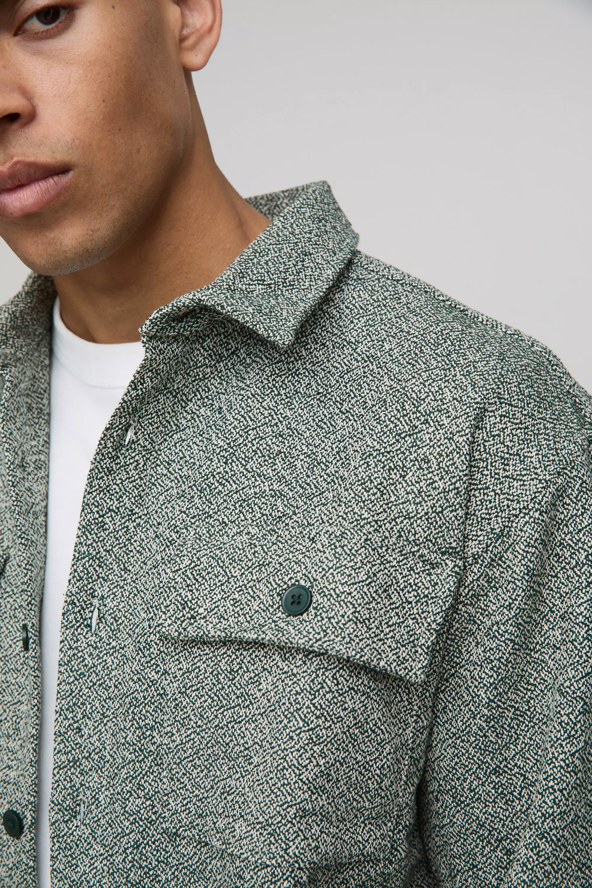 Boxy Boucle Heavyweight Overshirt | boohooMAN USA