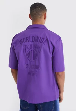 Dropped Revere Poplin Worldwide Club Shirt Purple