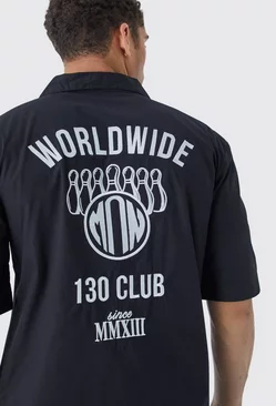 Dropped Revere Poplin Worldwide Club Shirt Black