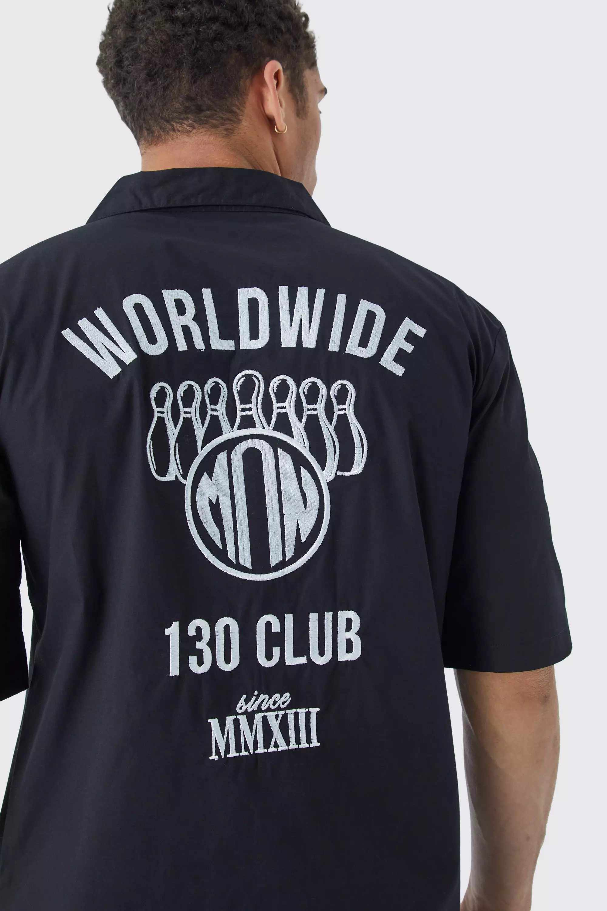 Dropped Revere Poplin Worldwide Club Shirt Black
