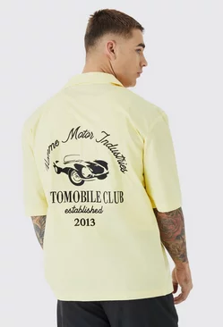 Dropped Revere Poplin Automobile Club Shirt Yellow