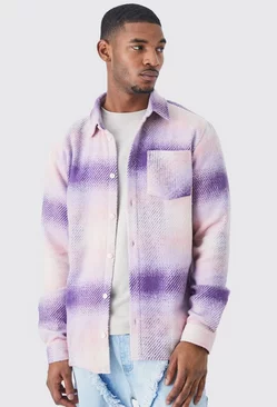 Lilac Purple Tall Long Sleeve Check Overshirt