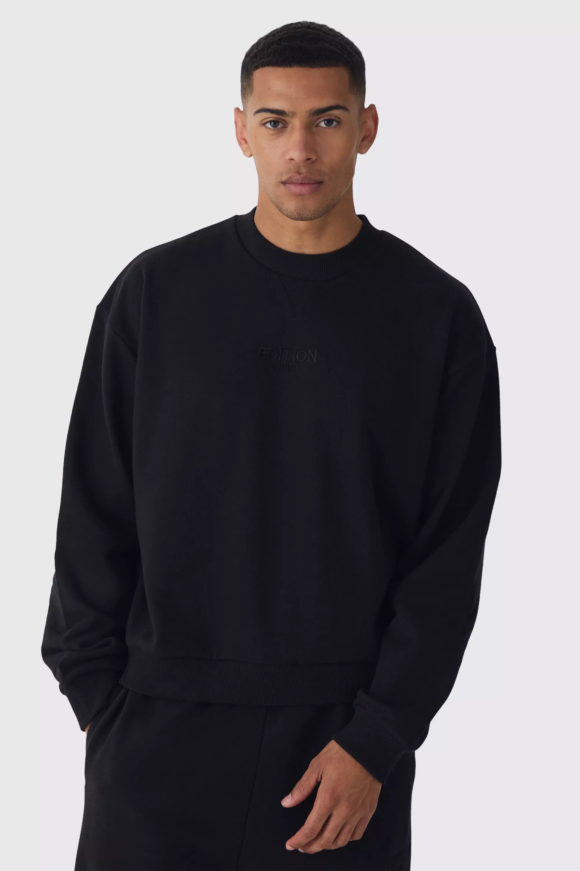 Black Oversized Extended Neck Heavyweight Sweatshirt