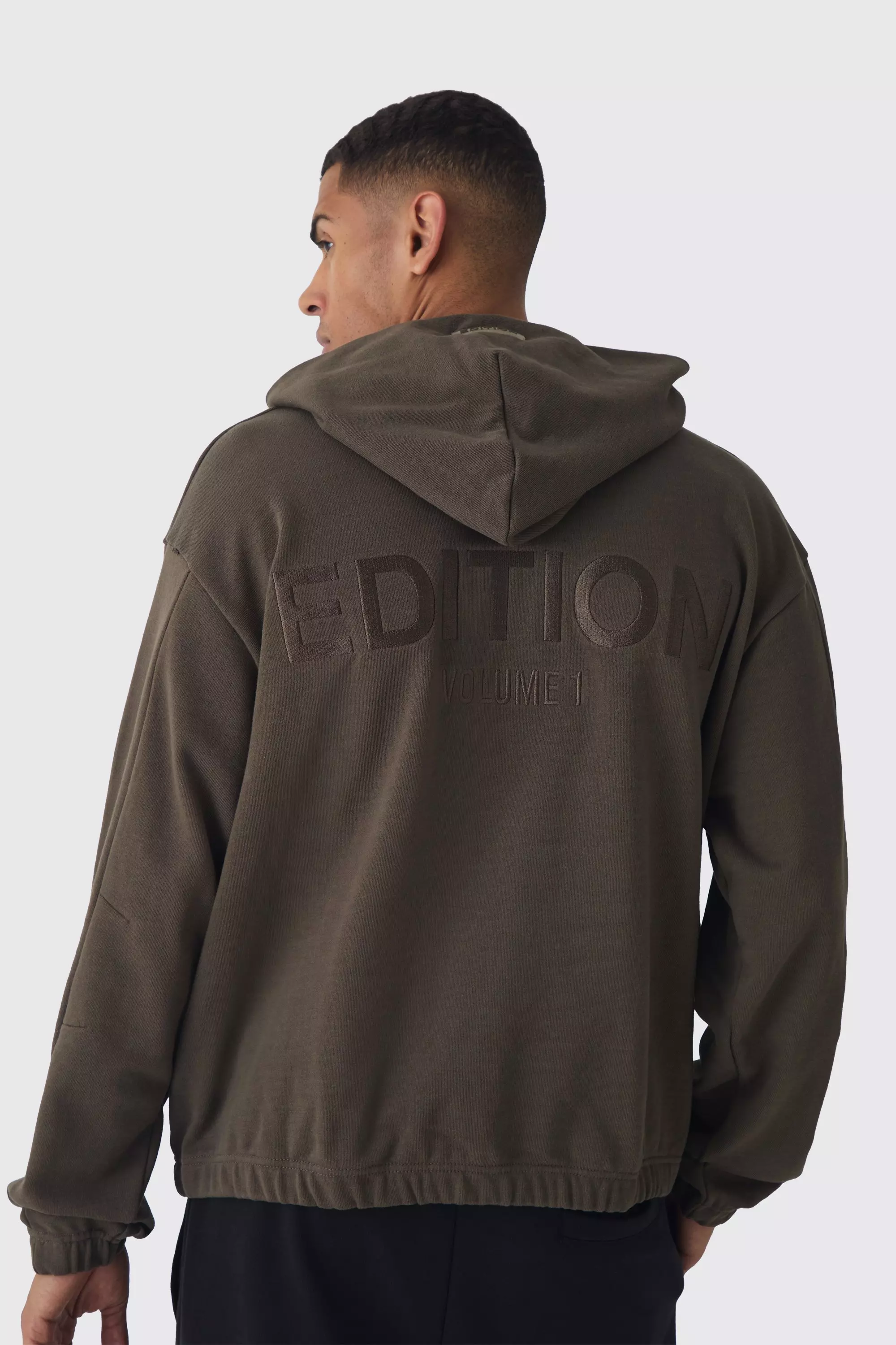 EDITION Oversized Boxy Heavyweight Hoodie Chocolate