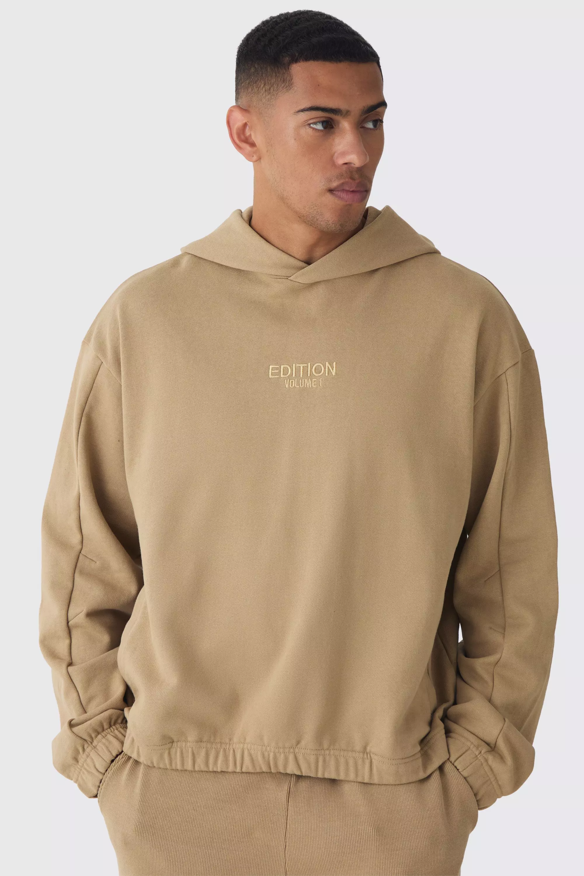 EDITION Oversized Boxy Heavyweight Hoodie Taupe