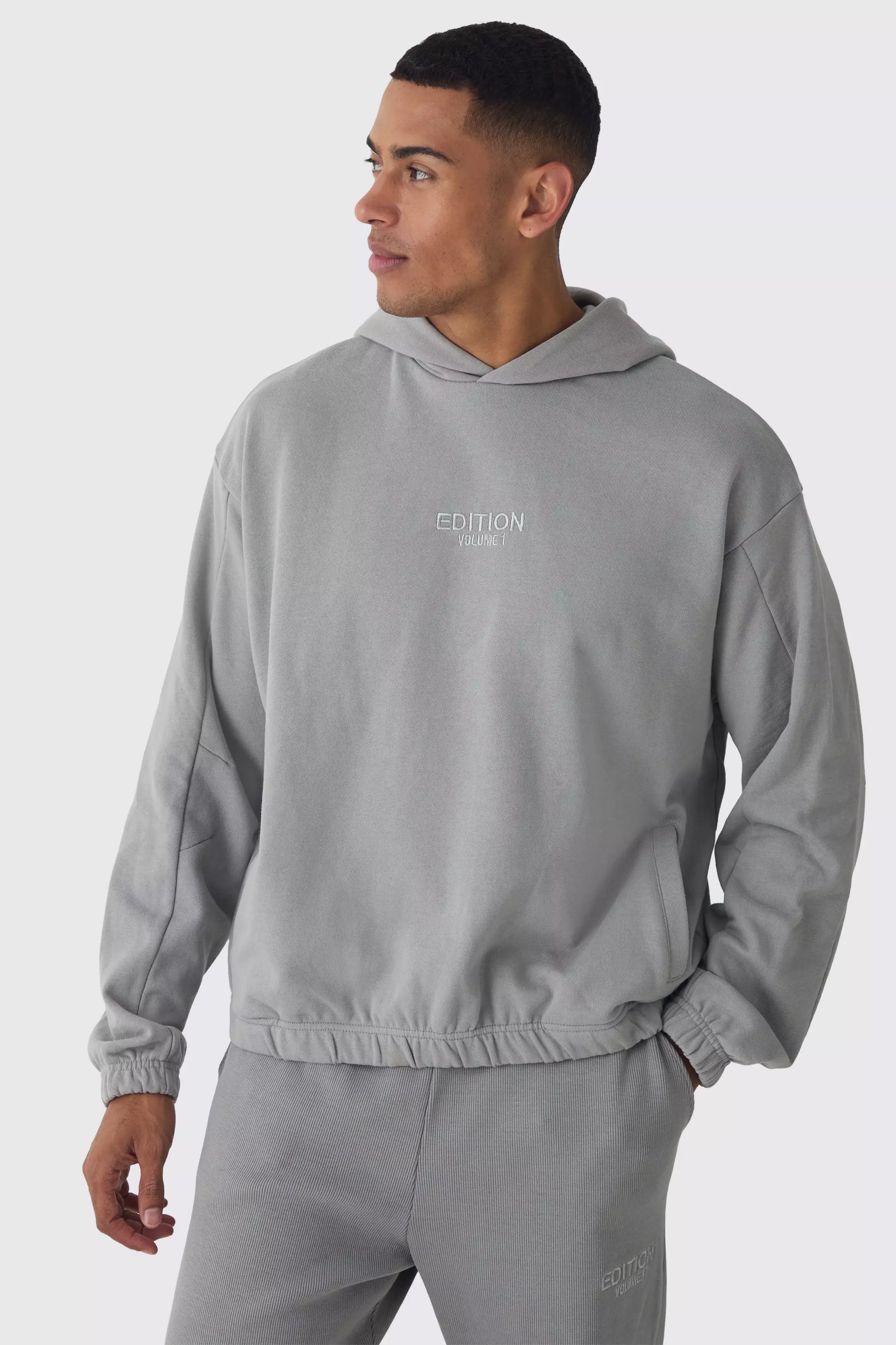 EDITION Oversized Boxy Heavyweight Hoodie Grey