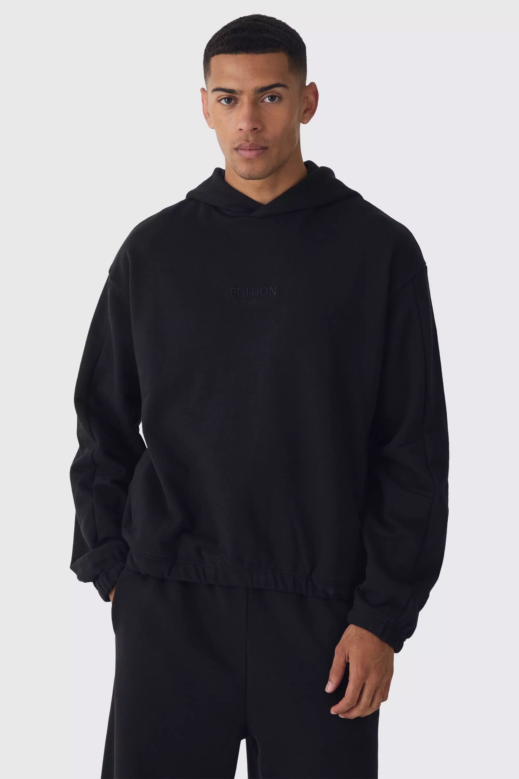 EDITION Oversized Boxy Heavyweight Hoodie Black