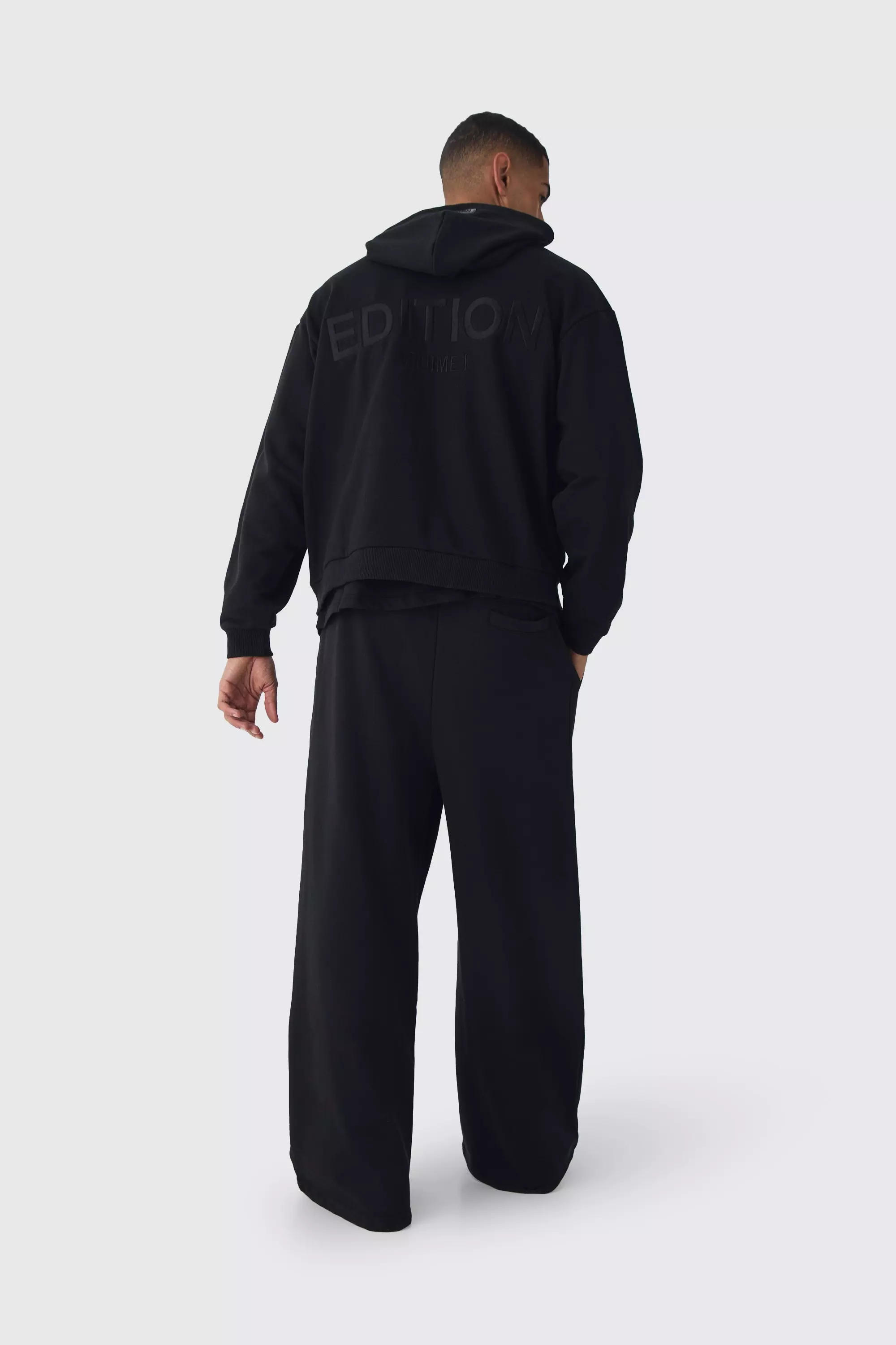 Black EDITION Oversized Boxy Heavyweight Zip Thru Hoodie alternative image