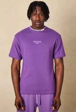 Heavyweight Ribbed Fauxlayer T-shirt Purple