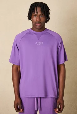 Oversized Heavyweight Pin Tuck T-shirt Purple