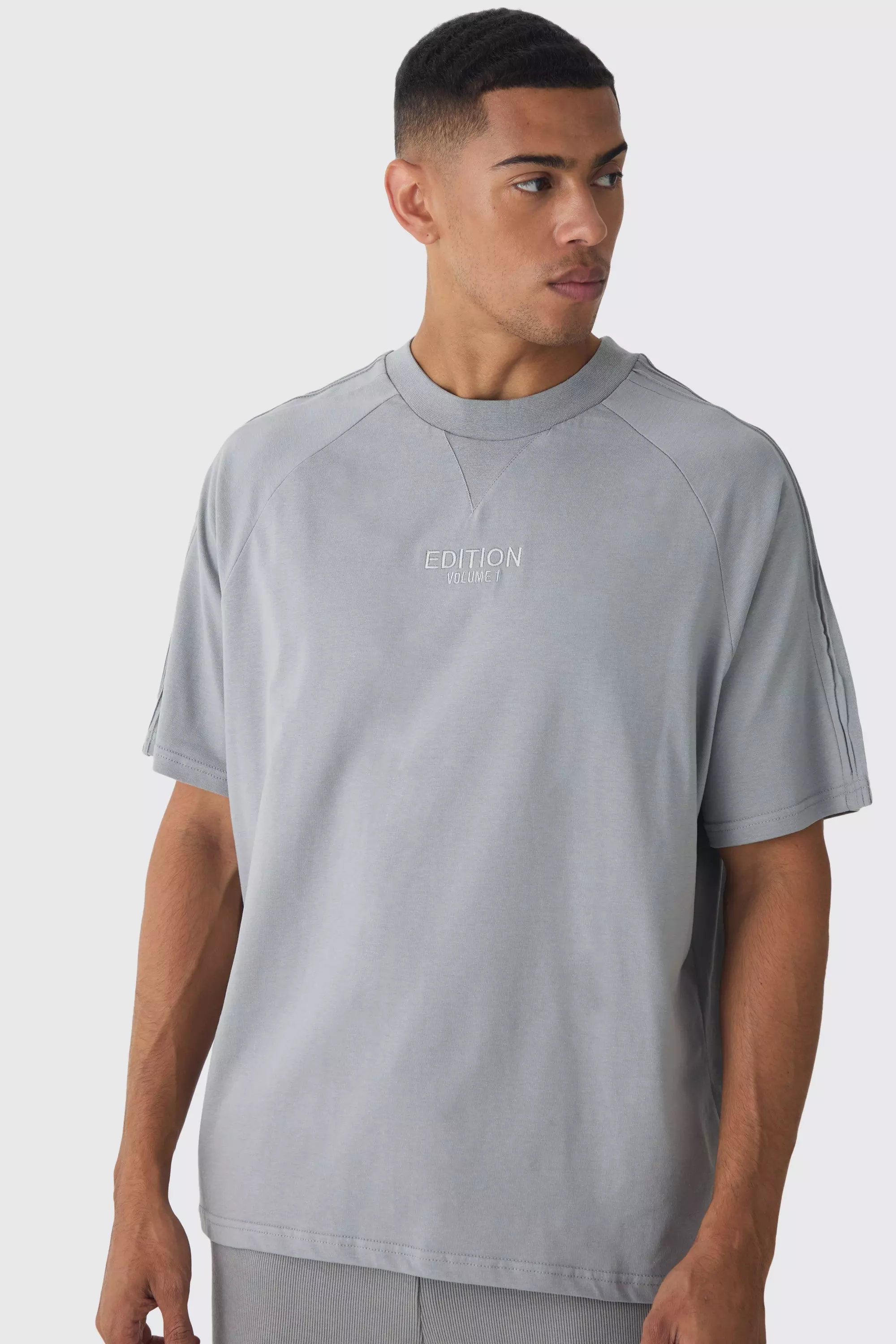 Grey Oversized Heavyweight Pin Tuck T-shirt