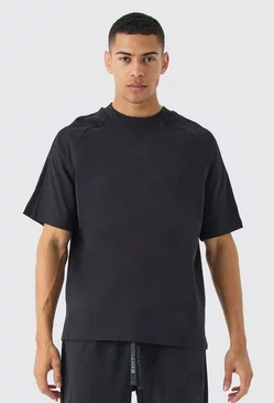 Black Oversized Heavyweight Pin Tuck T-shirt