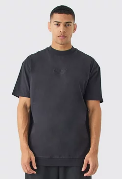 Black Oversized Heavyweight Zip Hem T-shirt