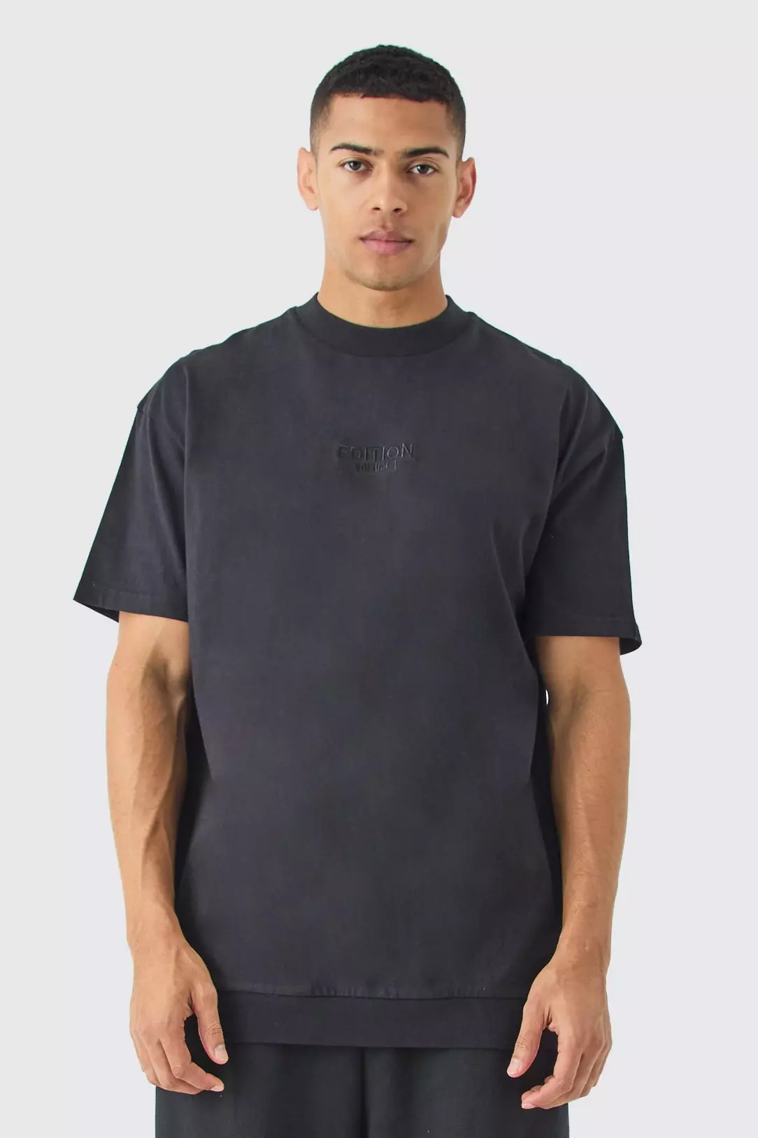Oversized Heavyweight Zip Hem T-shirt Black