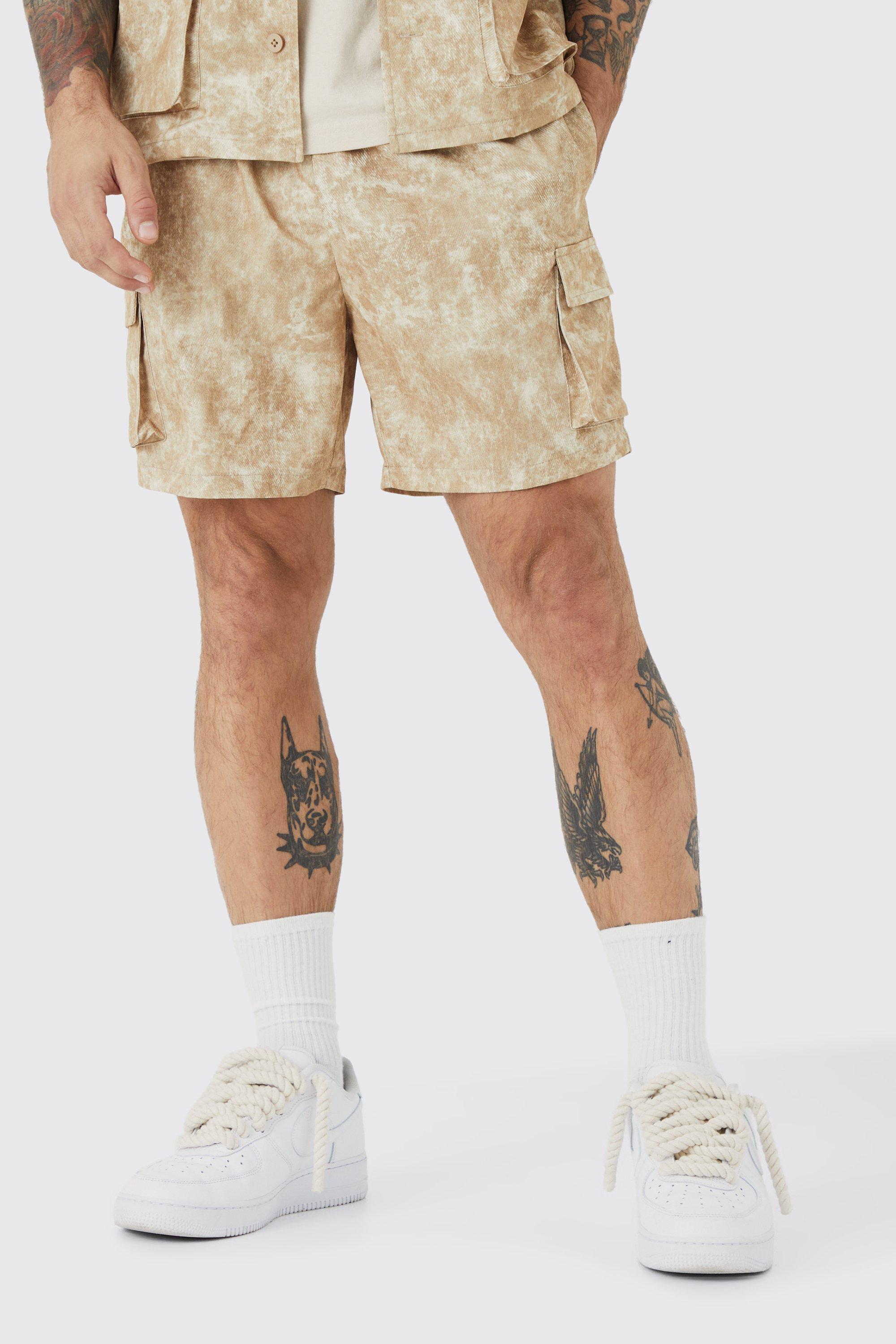 Cargo-Shorts mit elastischem Bund, Stone