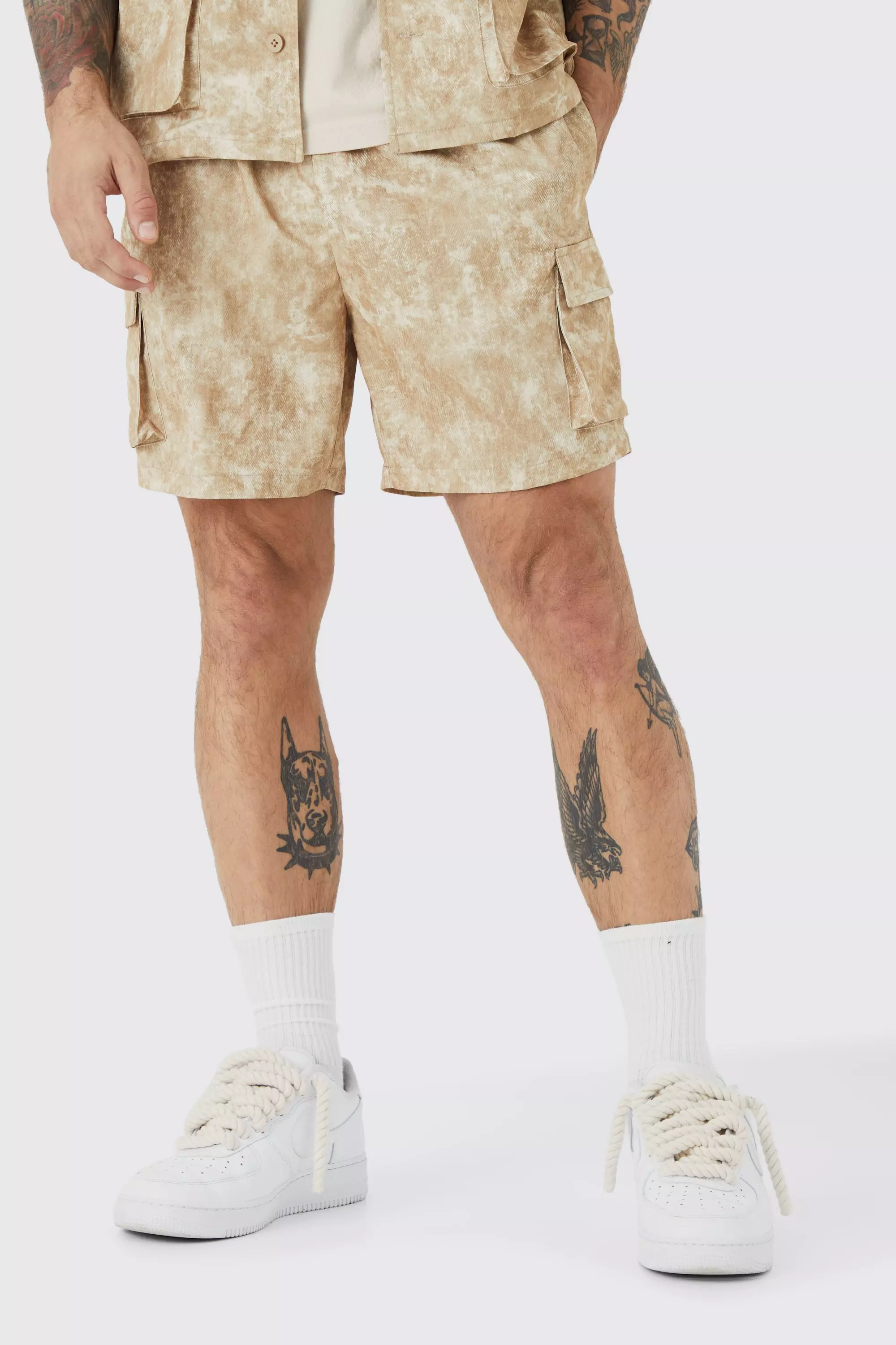 Elasticated Waistband Cargo Short Stone