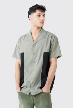 Twill Short Sleeve Gusset Detail Shirt Sage