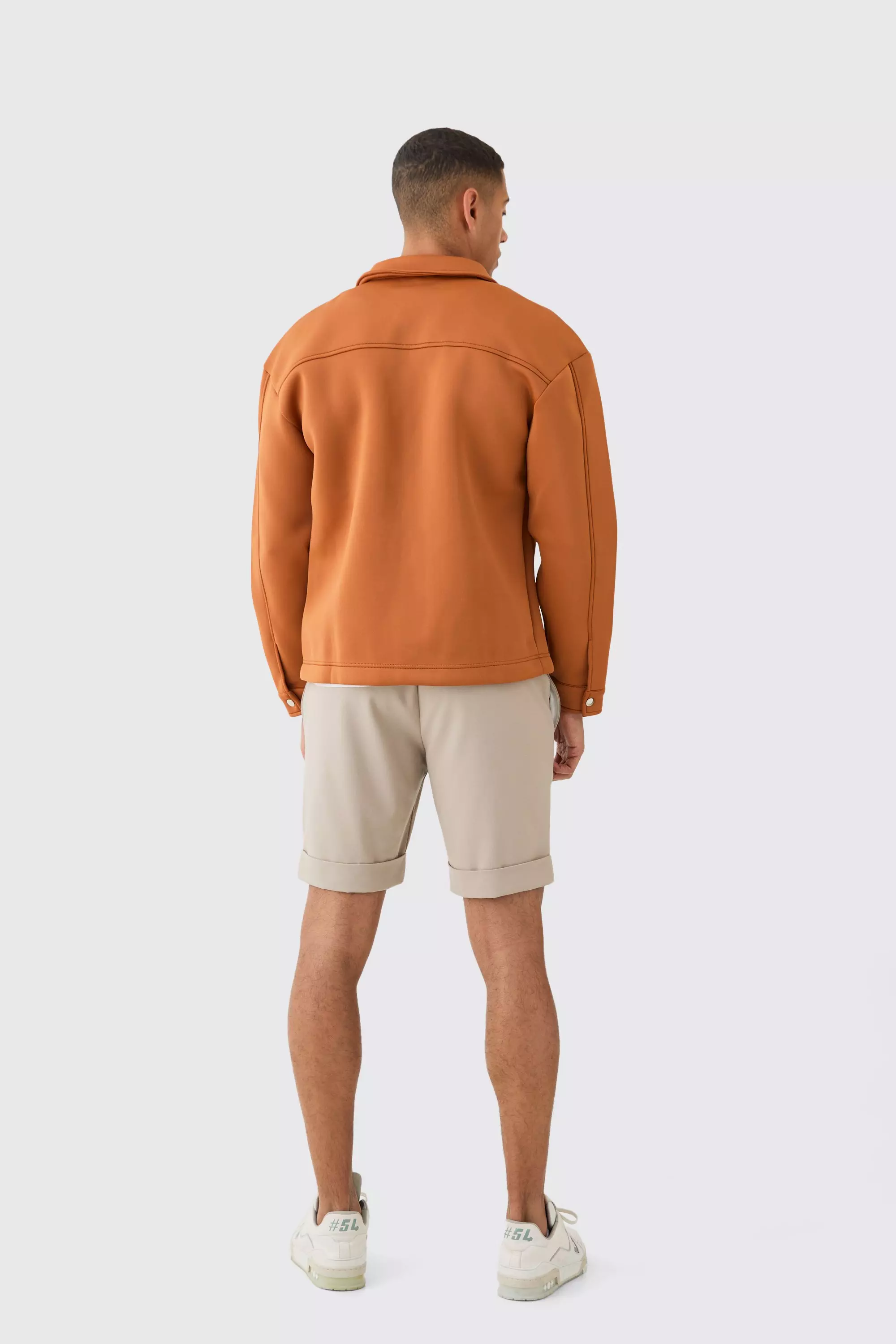 Boxy Neoprene Zip Overshirt | boohooMAN USA