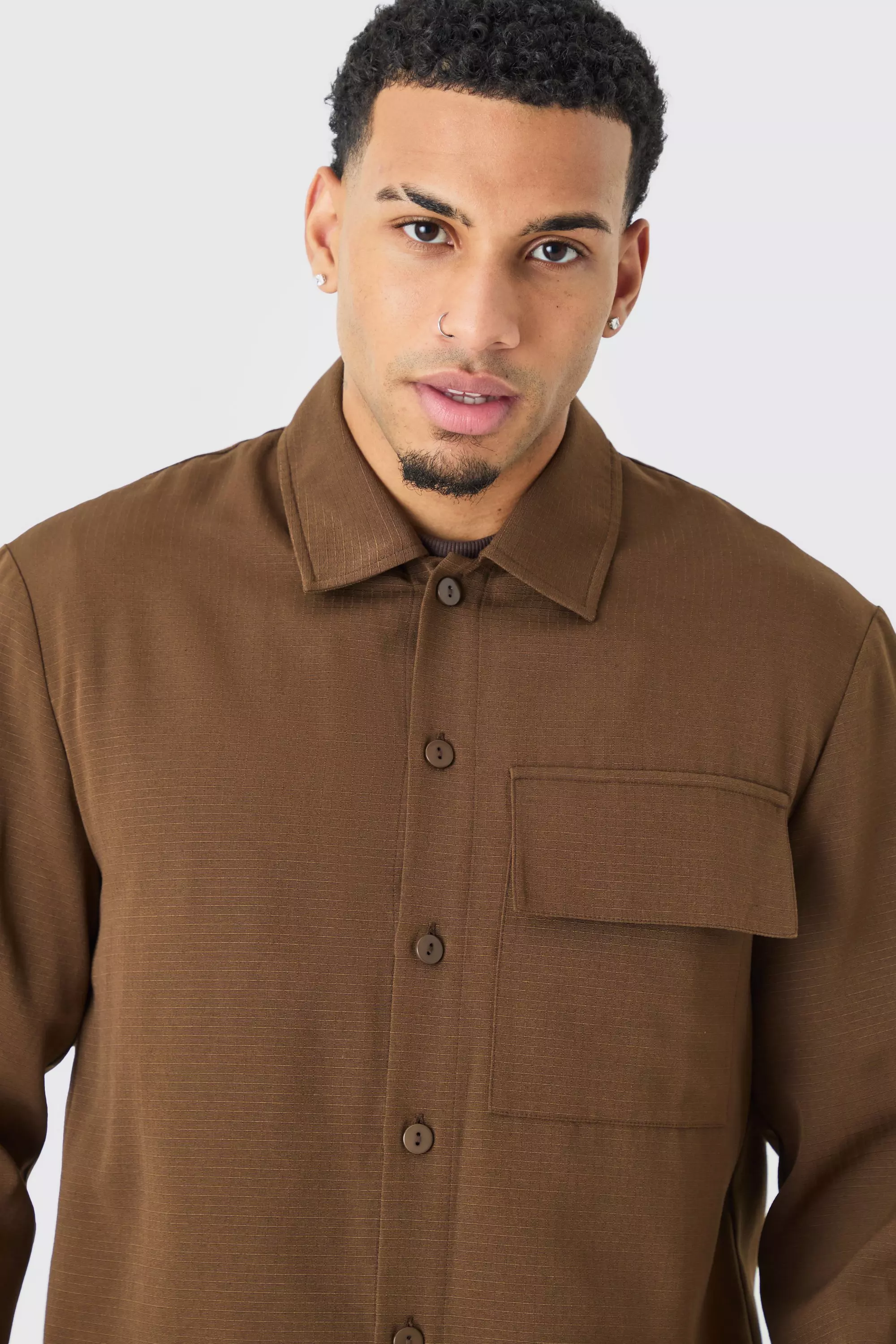 Chocolate Regular Long Sleeve Ripstop Overshirt alternative image