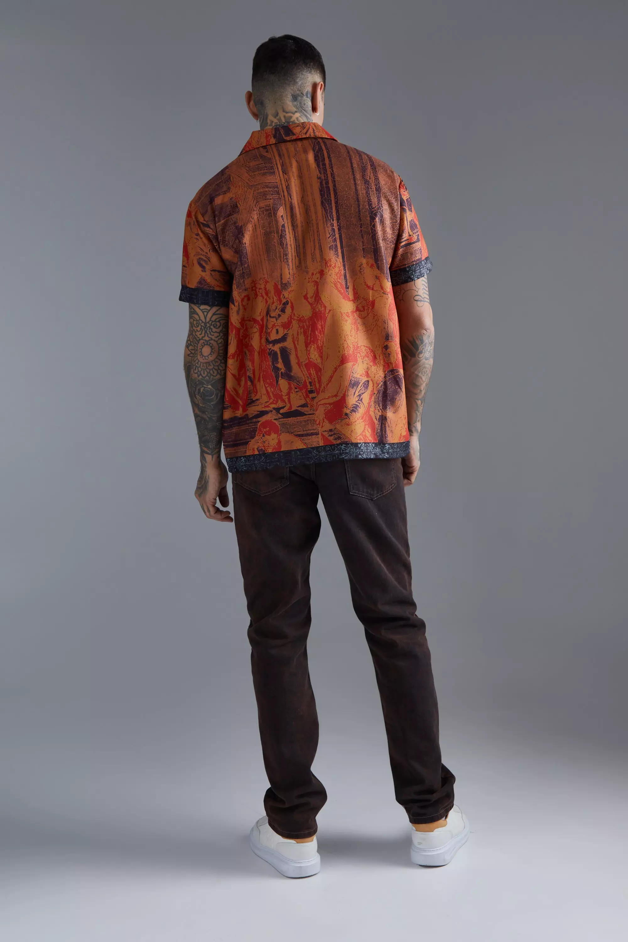 Rust Short Sleeve Oversized Slub Painting Shirt alternative image