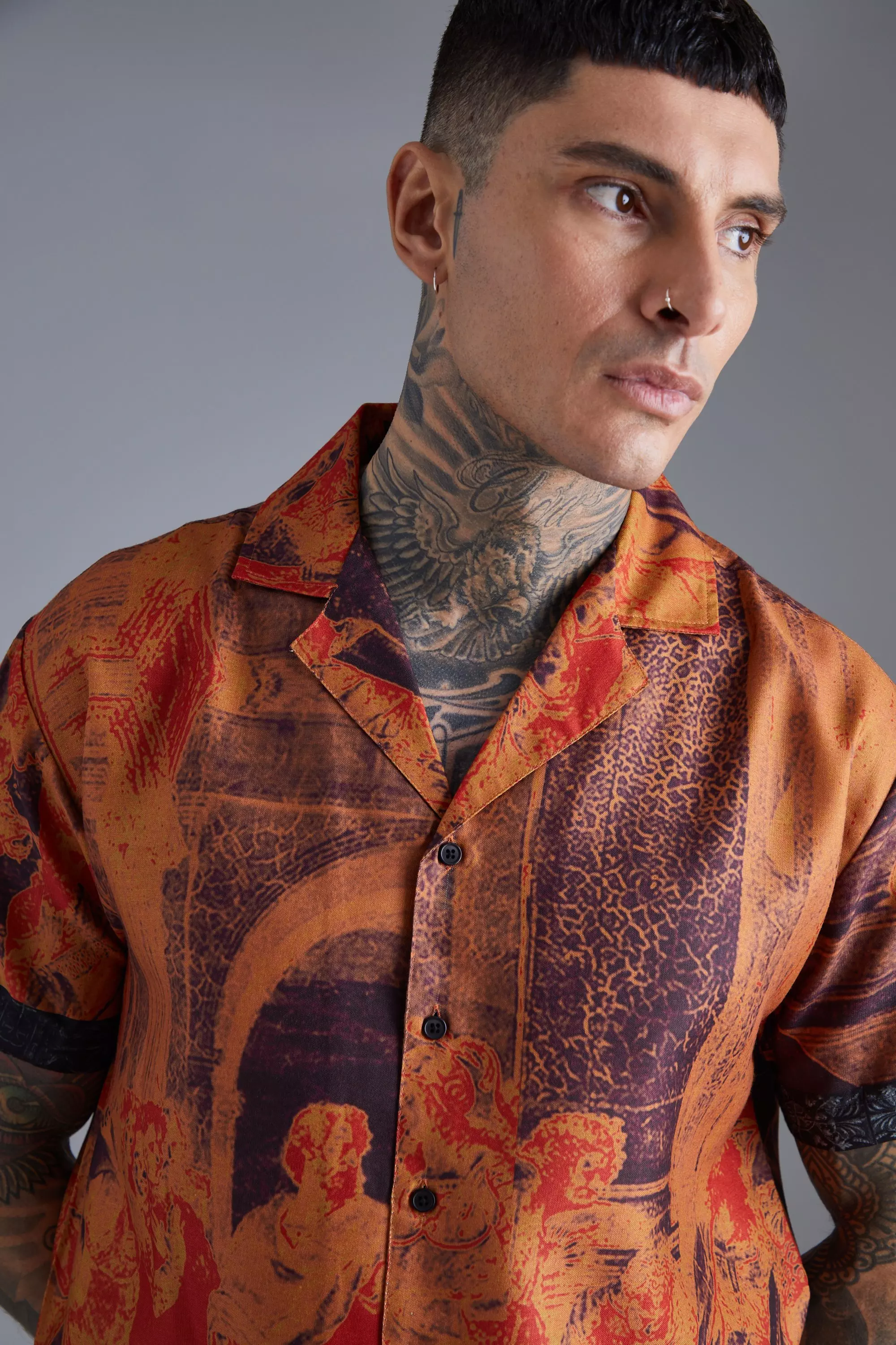 Rust Short Sleeve Oversized Slub Painting Shirt alternative image