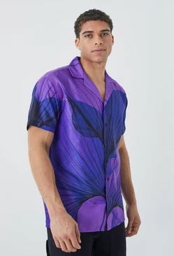 Purple Short Sleeve Oversized Graphic Smoke Shirt