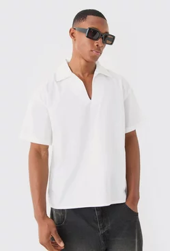 Boxy Poplin Revere Dropped Shoulder Shirt White