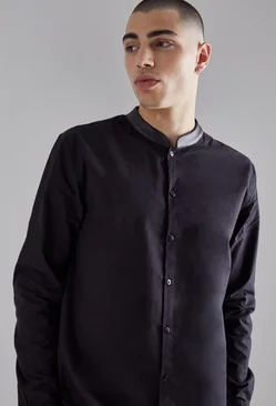 Black Pu Collar Poplin Shirt