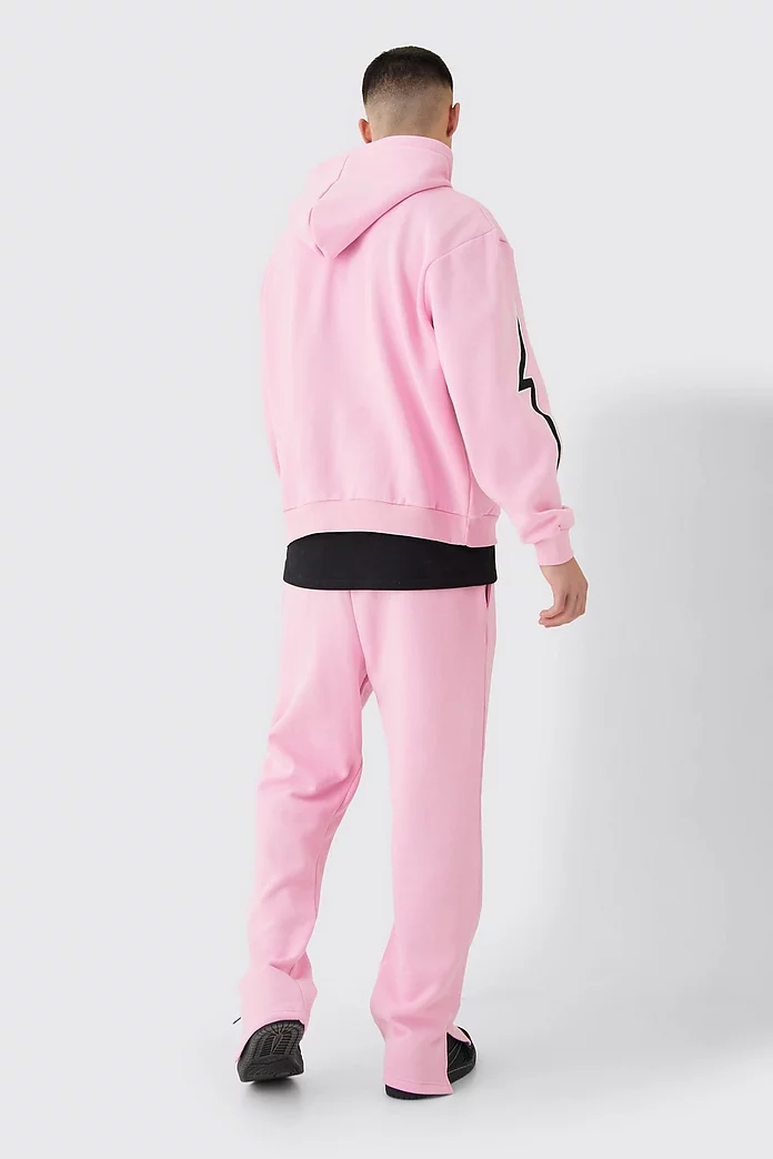 Oversized Boxy Zip Thru Heart Hooded Tracksuit | boohooMAN USA Oversized Boxy Zip Thru Heart Hooded Tracksuit | boohooMAN USA
