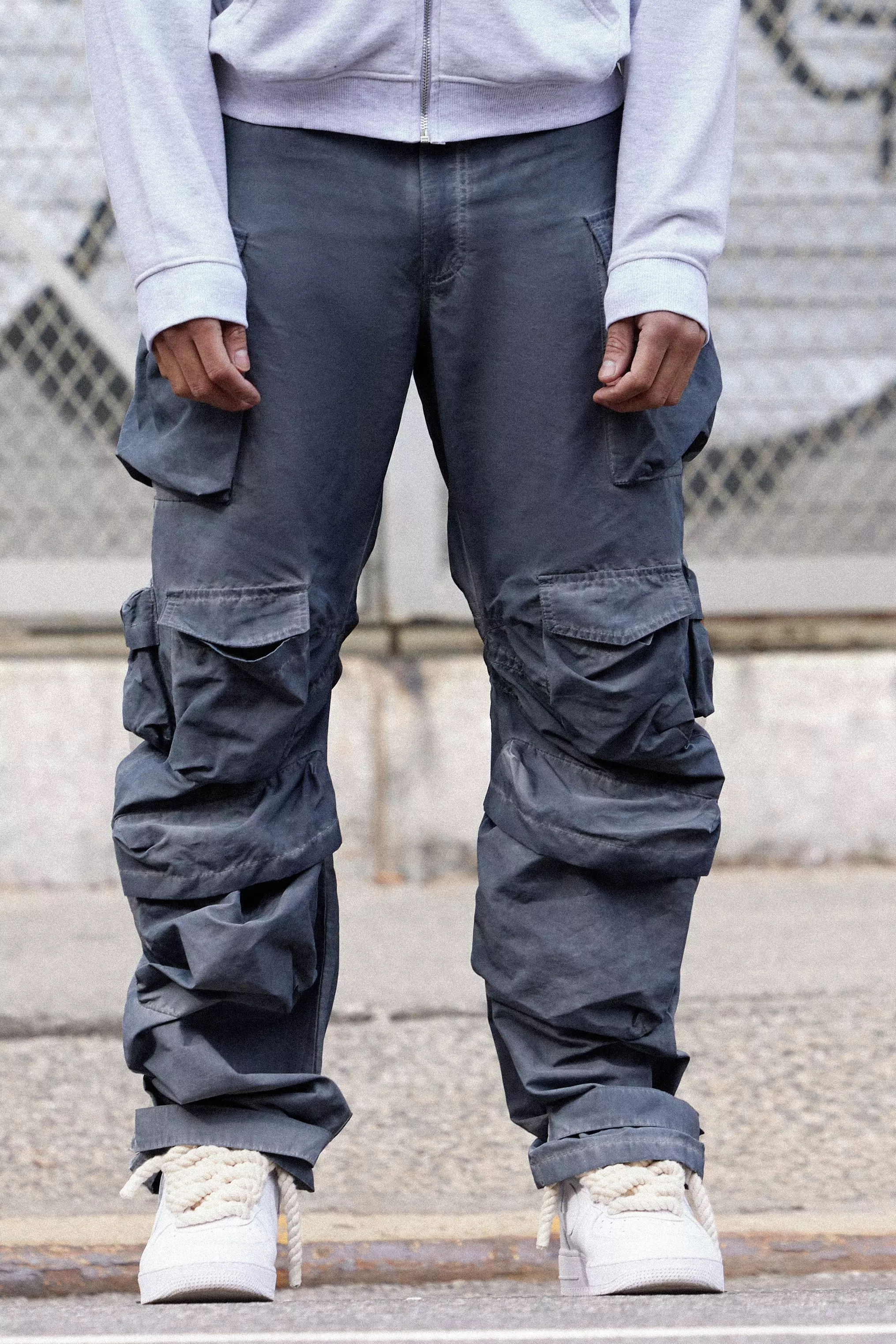 Parachute Multi Pocket Fixed Waist Trouser Slate