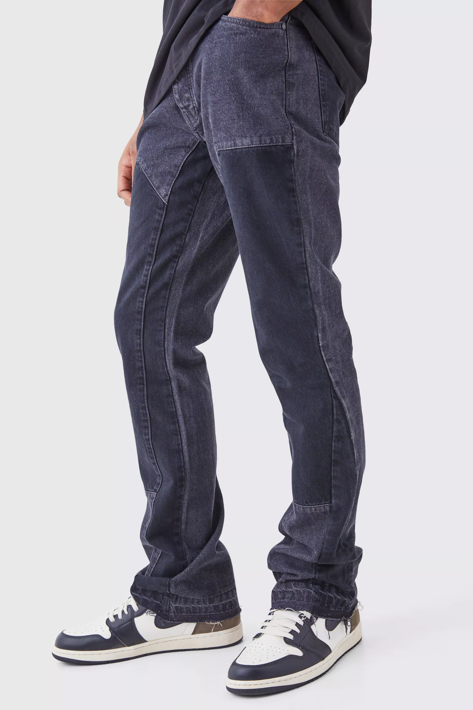 Tall Slim Rigid Flare Overdye Carpenter Jeans Charcoal