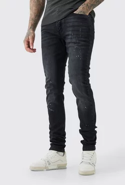 Black Tall Skinny Stretch Stacked Tinted Jeans