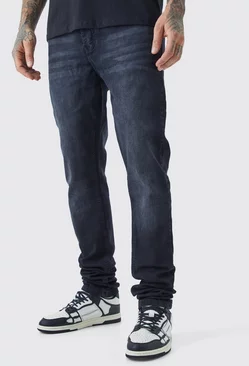 Black Tall Skinny Stretch Stacked Jeans
