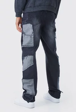 Ash Grey Tall Relaxed Rigid Patchwork Side Panel Jeans