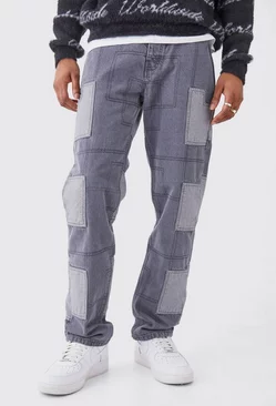 Tall Relaxed Rigid Patchwork Jeans Light grey