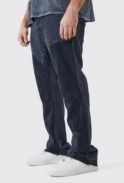 Charcoal Grey Plus Slim Rigid Flare Overdye Carpenter Jeans