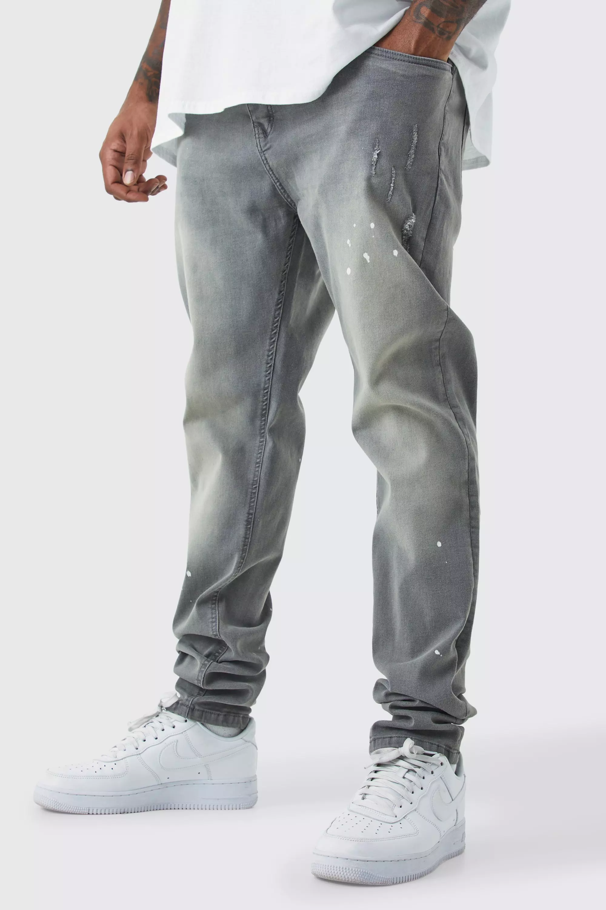 Grey Plus Stacked Stretch Skinny Jeans alternatieve afbeelding