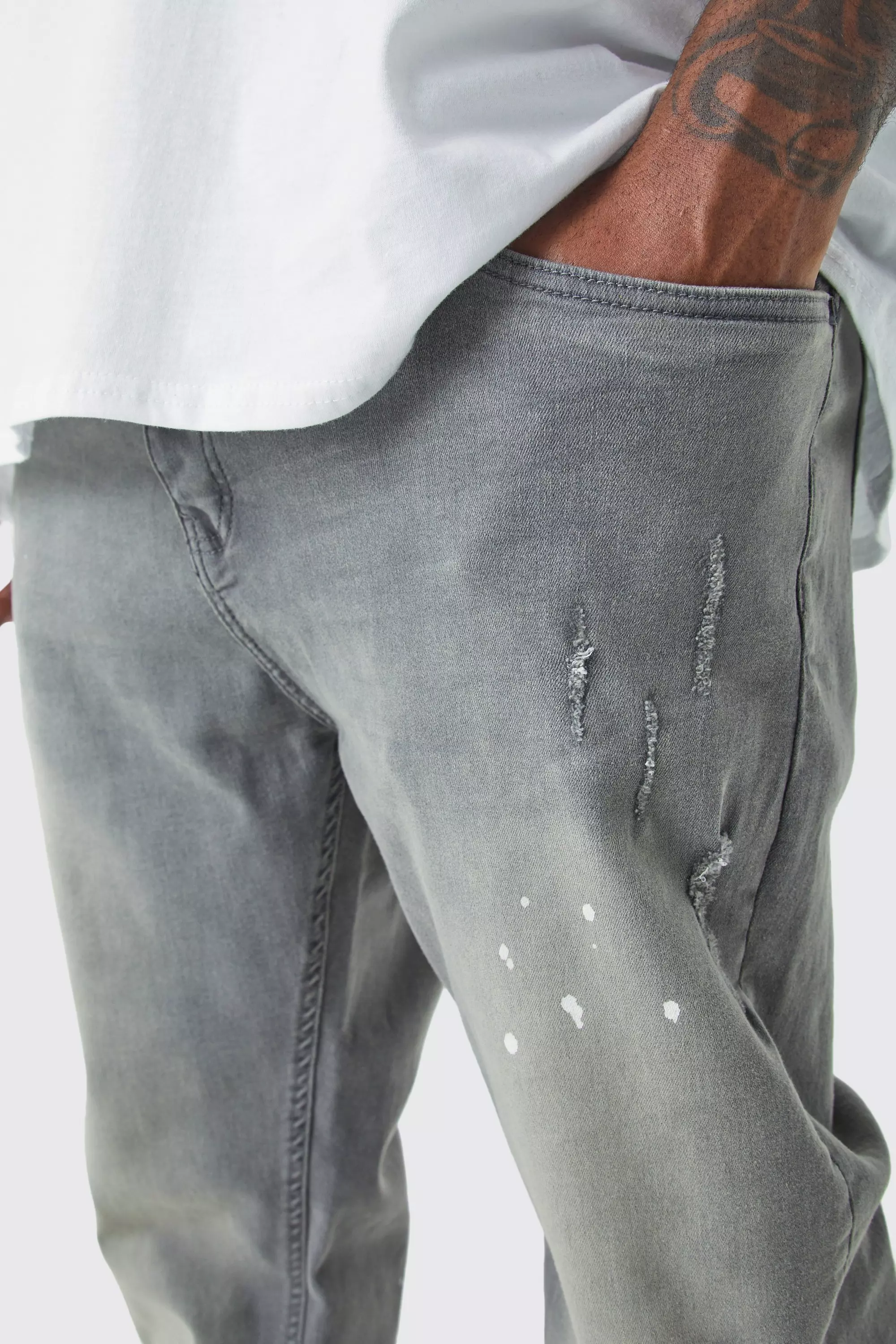 Grey Plus Stacked Stretch Skinny Jeans alternatieve afbeelding