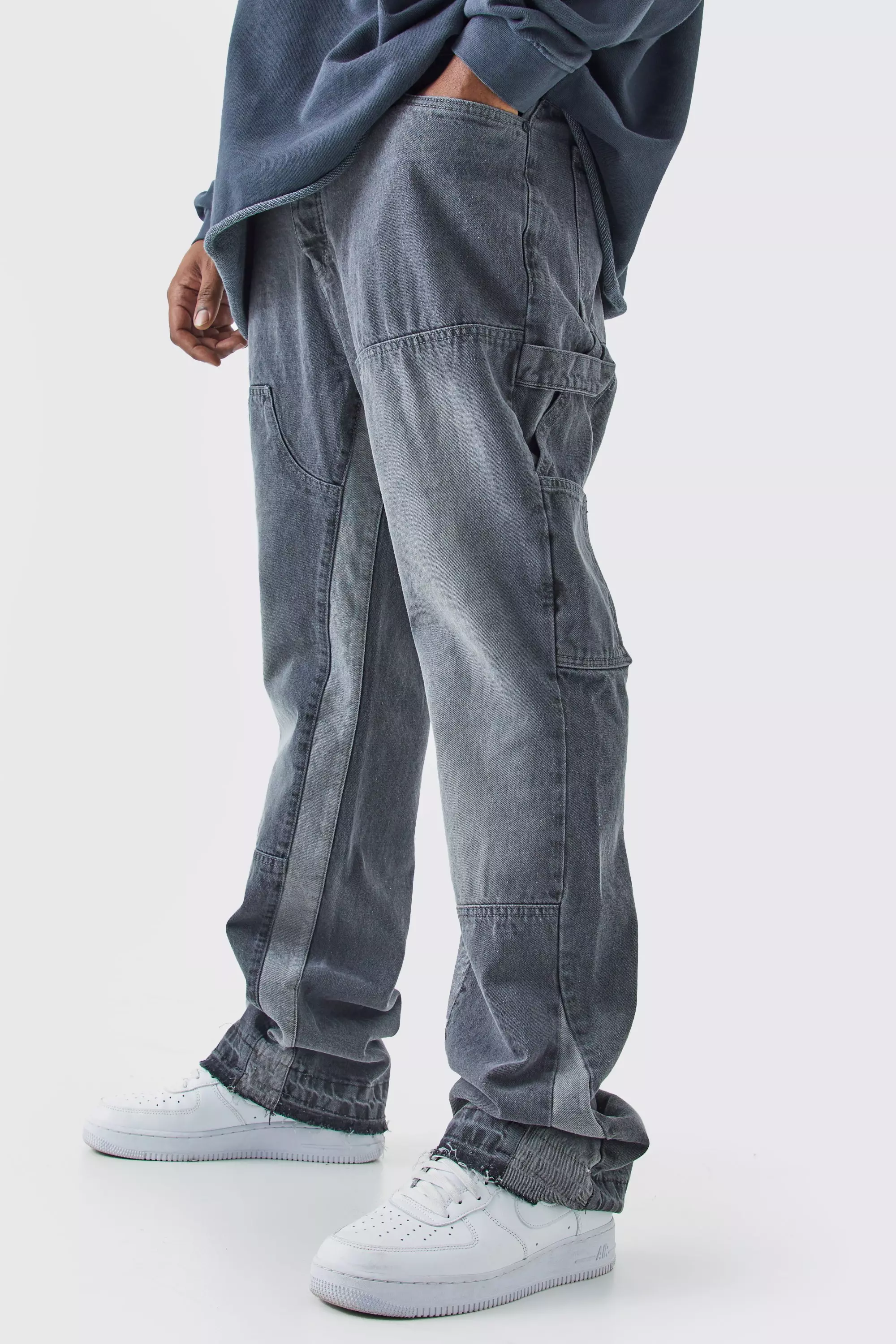 Grey Plus Slim Rigid Flare Gusset Jeans alternative image