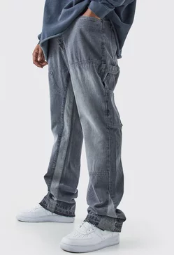 Grey Plus Slim Rigid Flare Gusset Carpenter Jeans