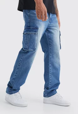 Blue Tall Relaxed Rigid Cargo Jeans