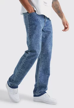 Blue Tall Relaxed Fit Acid Wash Jeans