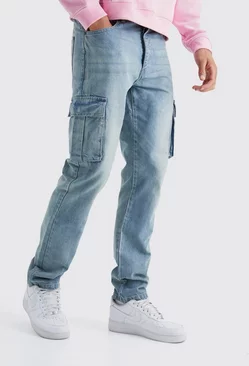 Blue Tall Straight Rigid Cargo Jeans