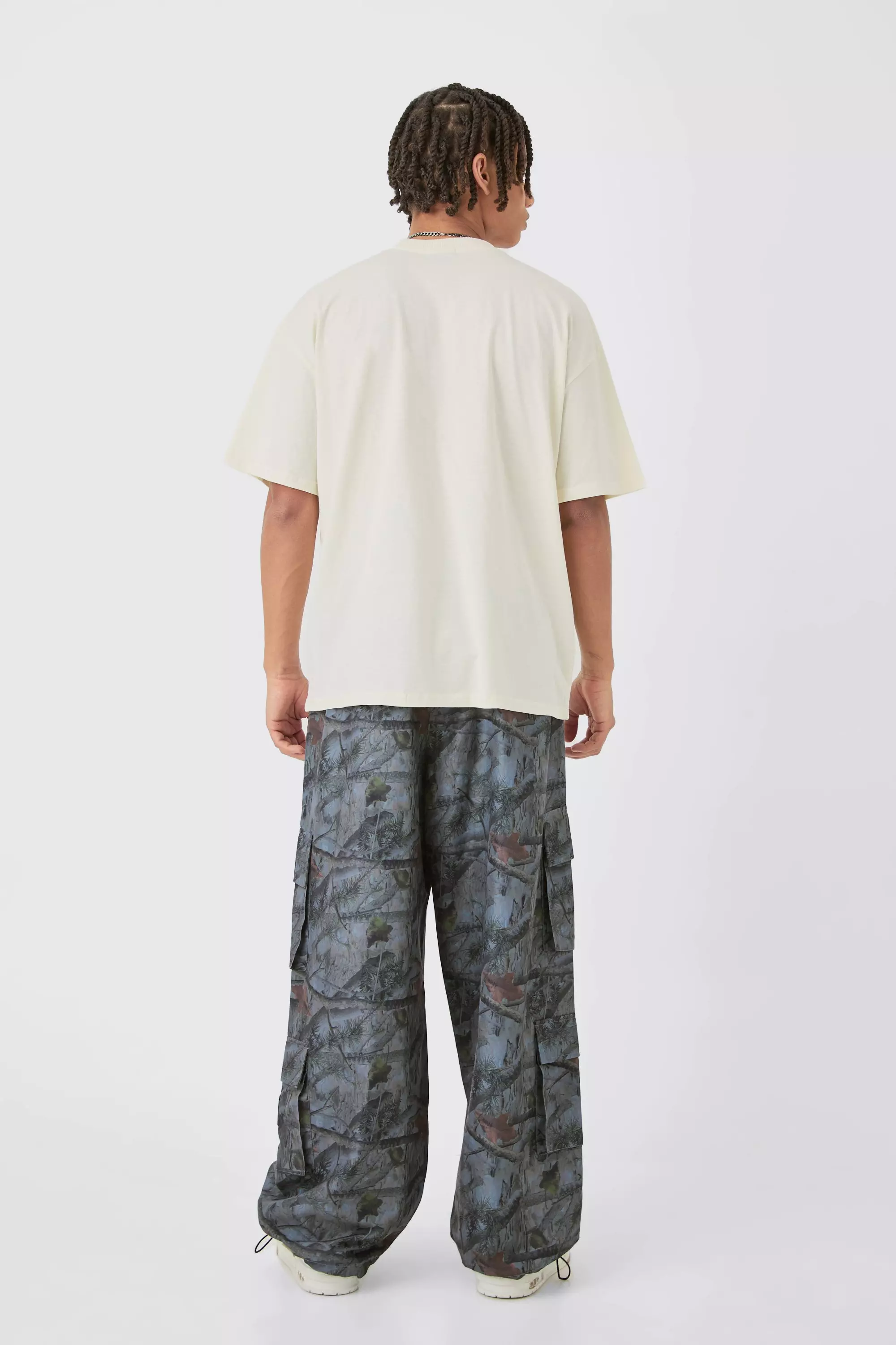 Grey Elasticated Waist Camo Cargo Trousers alternative image