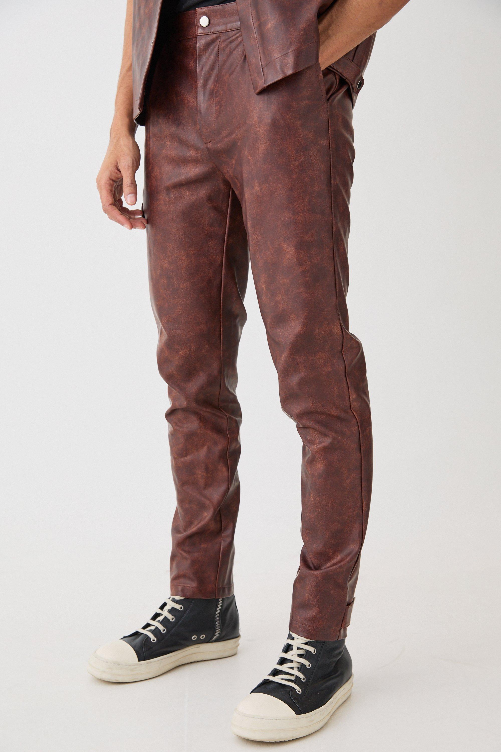 Rust Slim Fit Ombre PU Broek Met Tailleband