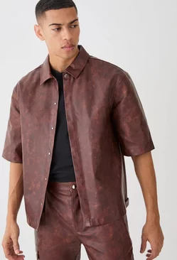 Oversized Ombre Pu Shirt Rust